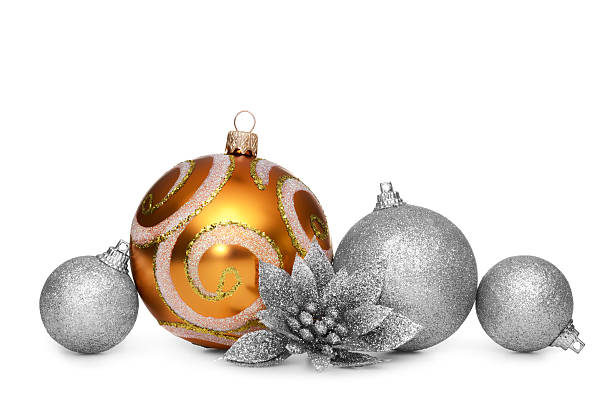 istock Group of christmas balls isolated on white background 612646988