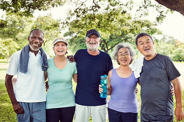 istock Meet Up Retired Wellbeing Pensioner Workout Concept 612647822