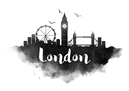 Watercolor London City Skyline