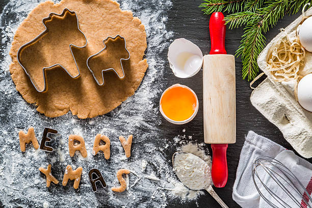 istock Christmas baking background with utencils and ingredients 612648804