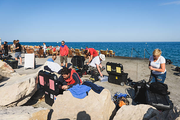 pirano, slovenia - 24 settembre 2016: drm open fotografia subacquea - scuba diving flash foto e immagini stock