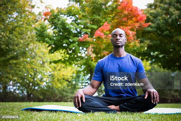 Foto de Jovem Exercitando Yoga e mais fotos de stock de Homens - Homens, Yoga, Zen