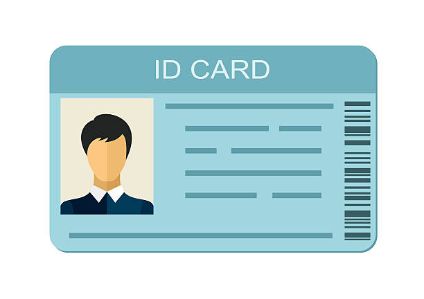 흰색 배경에 격리 된 id 카드입니다. 비즈니스 식별 아이콘입니다. - id card stock illustrations