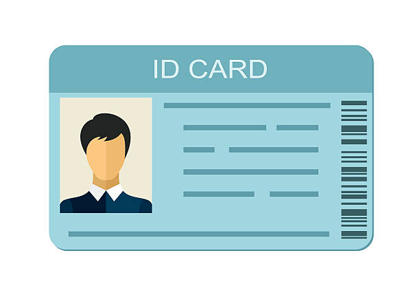 ID Card isolated on white background. Business identification icon. ID Card isolated on white background. Identification card icon. Business identity ID card icon template badge. Identification personal contact in flat style identity card stock illustrations