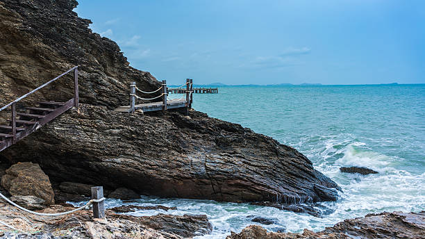 View of the beach around the walking path at Khao Laem Ya, Rayong, Thailand.