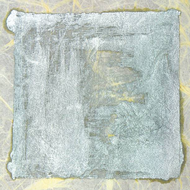 Gray texture frame background on rice handmade paper. Enamel paint.