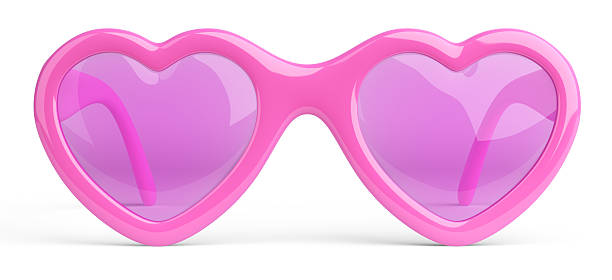 istock Rose pink colored glasses in a form heart. 612653790