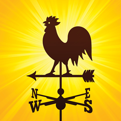 Rooster weathervane at sunrise. EPS 10 file. Transparency effects used on highlight elements.