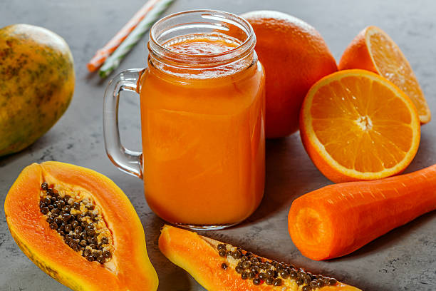 istock Papaya smoothie, selective focus. Detox, diet food. 612658032