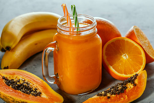 istock Papaya smoothie, selective focus. Detox, diet food. 612658362