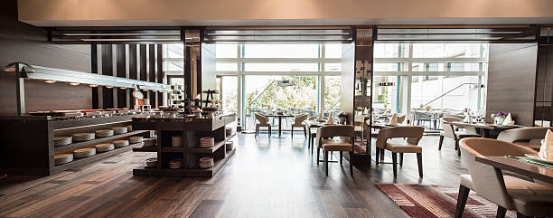 istock Modern restaurant interior, part of a hotel 612659936