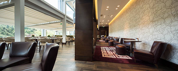 istock Modern restaurant interior, part of a hotel 612661024