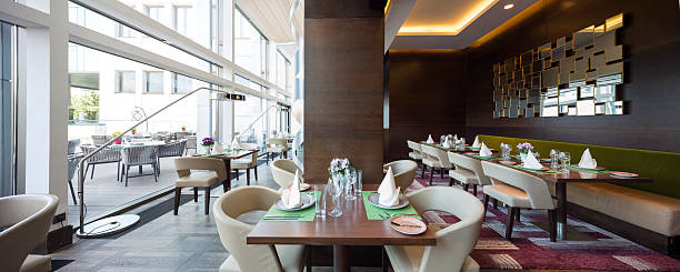 istock Modern restaurant interior, part of a hotel 612661414