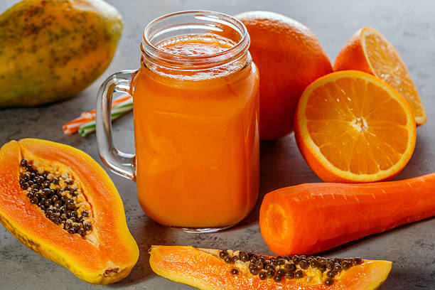istock Papaya smoothie, selective focus. Detox, diet food. 612715474