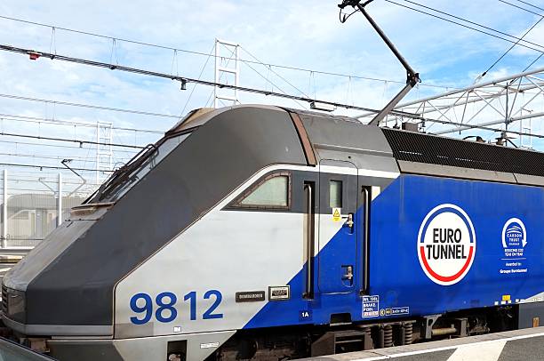Eurotunnel locomotive 9812 "Bombadier" waiting to leave France to Folkestone Coquelles, Pas-de-Calais, France - May 07 2016: Eurotunnel locomotive 9812 "Bombadier" waiting to leave Coquelles in France to Folkestone kent england photos stock pictures, royalty-free photos & images