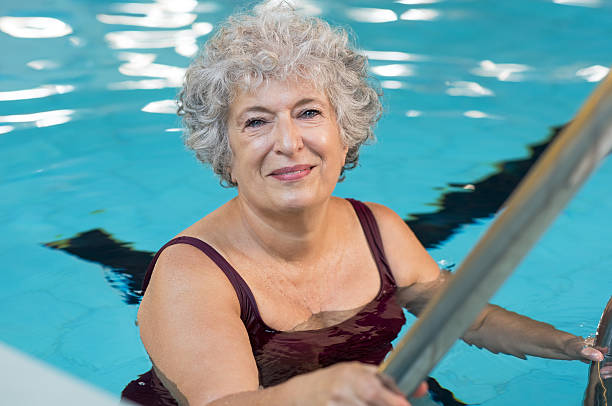 Senior woman at pool
