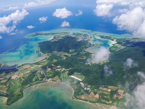 Aerial view of Ishigaki Island in Okinawa, Japan.