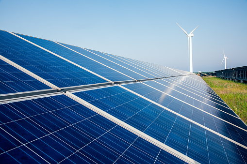 solar energy panels and wind turbine,china.