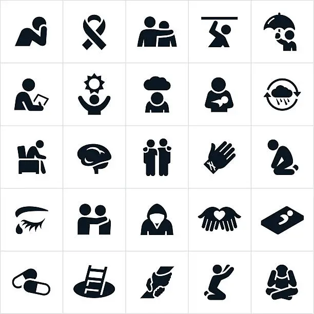 Vector illustration of Mental Illness Icons