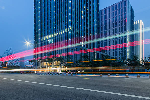 istock clean urban road with modern buildings at dusk 612722610