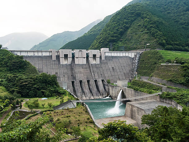 Nagashima Dam Landscape of Nagashima Dam in Shizuoka, Japan. akaishi mountains stock pictures, royalty-free photos & images