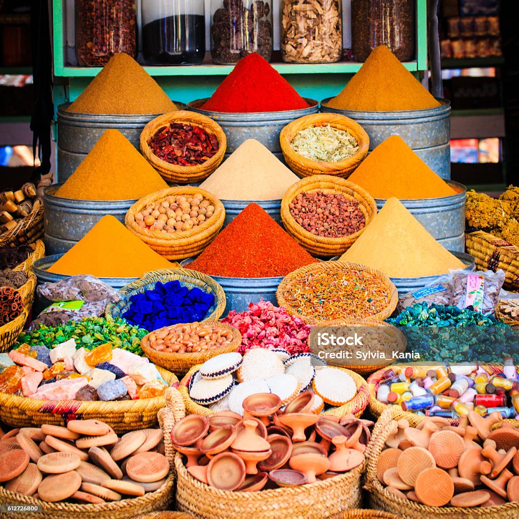 Spices on a moroccan market,Marrakesh, Morocco. Morocco Stock Photo