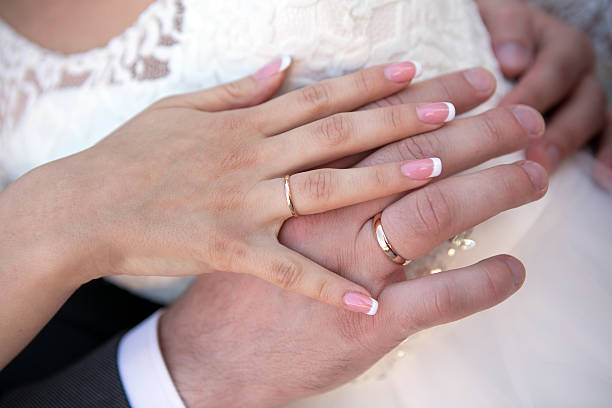 istock The bride and groom's hands close-up with wedding 612727576