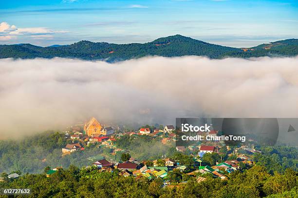 Landscape Of Houses On The Mountain On Foggy Day Stock Photo - Download Image Now - Dalat, Vietnam, Lam Dong