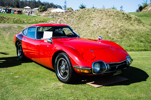 Nipomo, California, United States - October 2, 2016: A rare 1967 Toyota 2000 GT on the lawn at the inaugural Concours d'Elegance at the Monarch Dunes Golf Club
