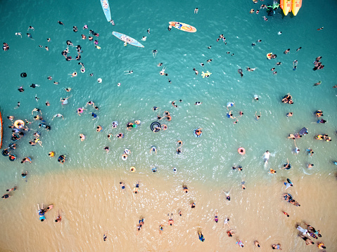 Aerial view of people at the beach