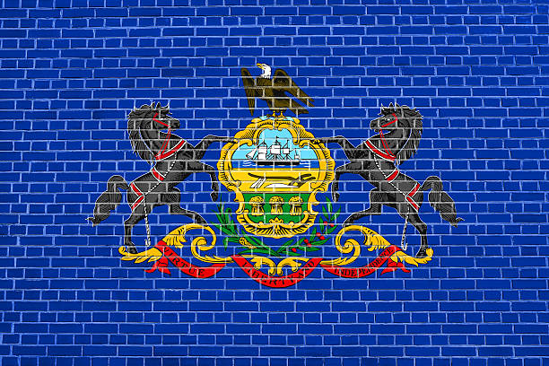 istock Flag of Pennsylvania brick wall texture background 612728734