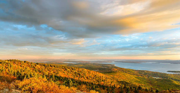 New England Coastline in Autumn Panorama