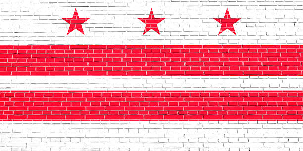 istock Flag of Washington, D.C. on brick wall texture 612729664