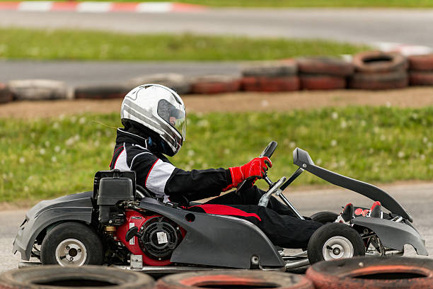 istock Go-cart champion on the track 612731346