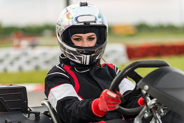 istock Female go-kart racer 612731590