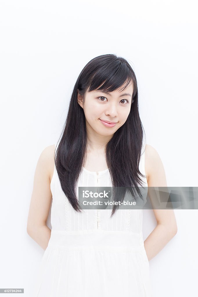 Japanese Woman In White Background Stock Photo - Download Image Now ...