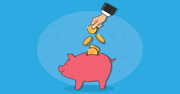 Vector illustration of Saving money with piggybank