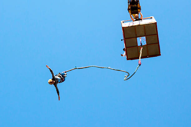 Chinese Women Bungee Jumping Old Photo of Real Life