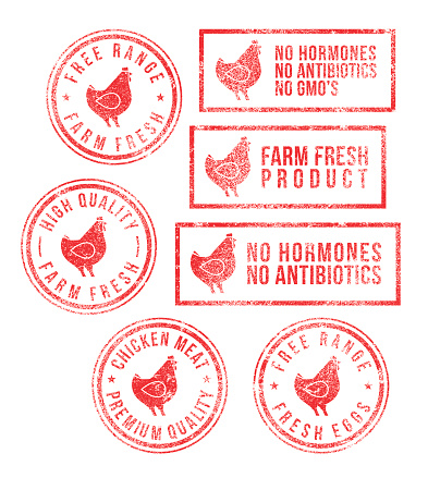 Farm Chicken Meat Eggs Rubber Stamps