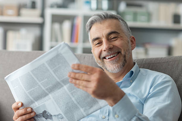 Businessman reading news