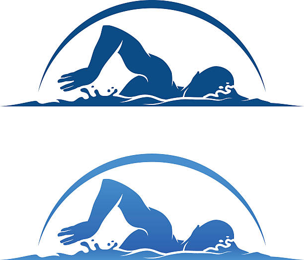 ilustraciones, imágenes clip art, dibujos animados e iconos de stock de nadador  - silhouette swimming action adult