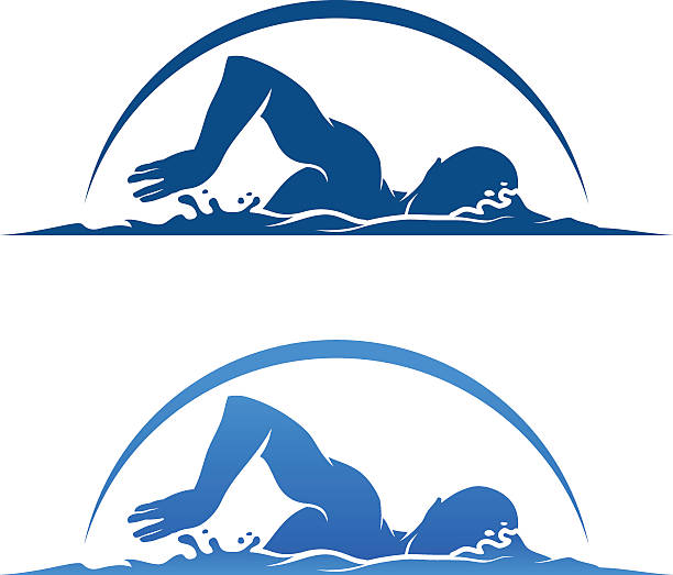 Swimmer Swimmer emblem. swimming silhouettes stock illustrations