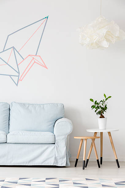Living room with washi tape decor idea