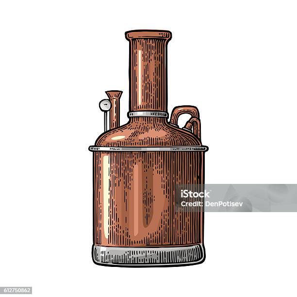 Row Of Tanks In Brewery Factory Beer Stock Illustration - Download Image Now - Beer - Alcohol, Kettle, Illustration