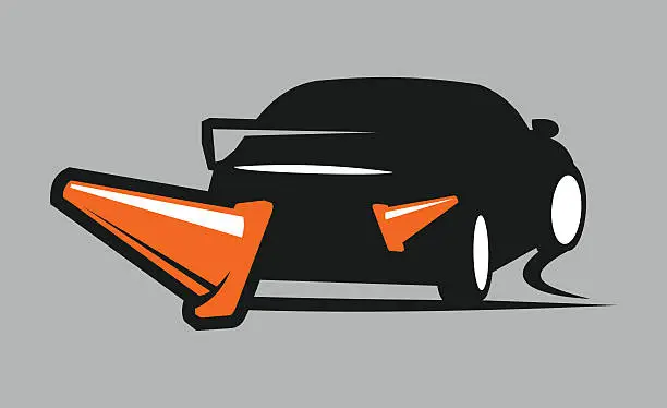 Vector illustration of Car and cones