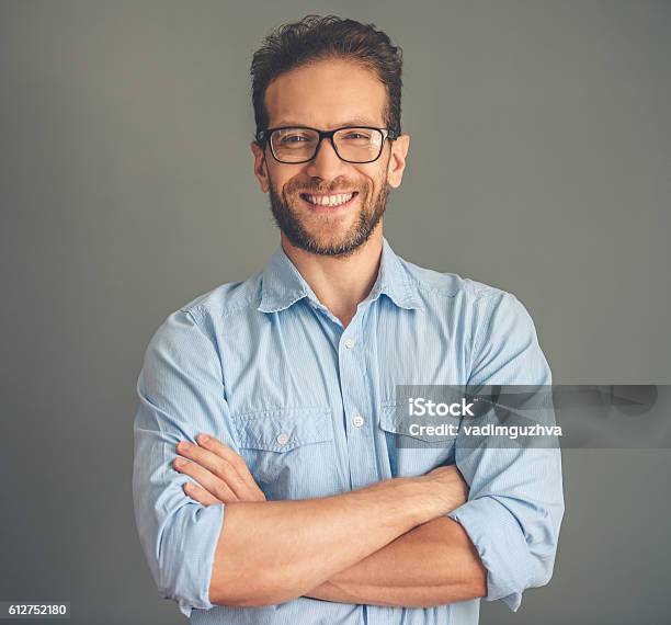 Handsome Young Man Stock Photo - Download Image Now - Men, Businessman, Eyeglasses