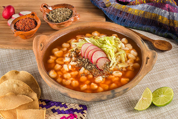 Traditional Mexican corn soup. stock photo