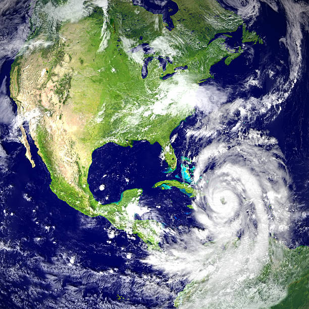 Hurricane Matthew Huge hurricane Matthew near Florida in America. 3D illustration. Elements of this image furnished by NASA. superstorm stock pictures, royalty-free photos & images