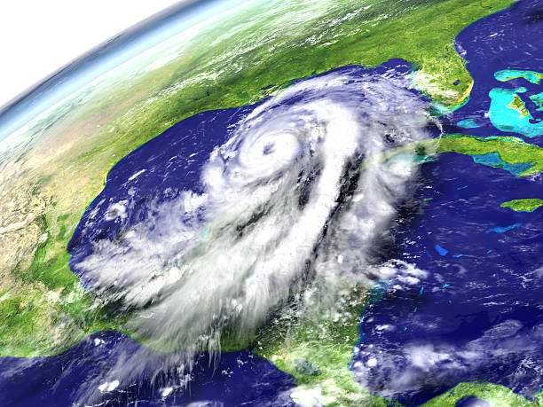 Hurricane Matthew near Florida Massive hurricane Matthew near Florida in America. 3D illustration. Elements of this image furnished by NASA. superstorm stock pictures, royalty-free photos & images