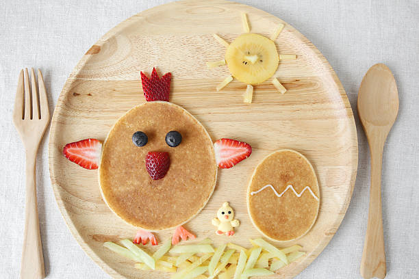 Easter Rooster and chick pancake breakfast,food art for kid